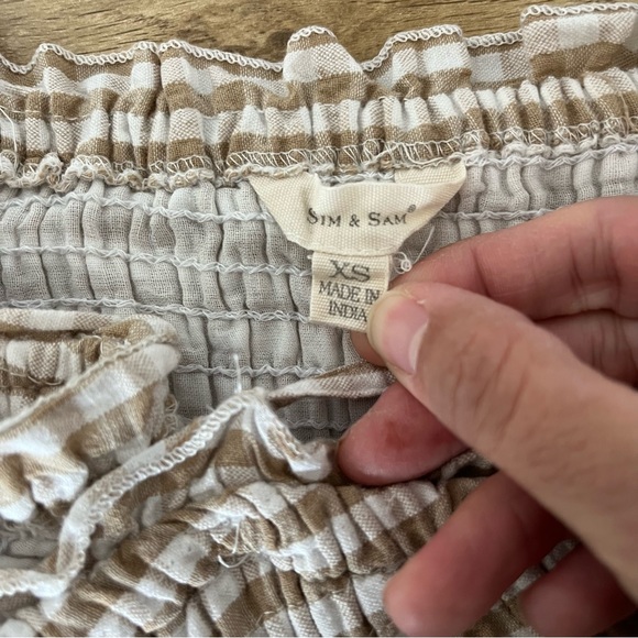 Sim & Sam Gingham Tan and White Dress Spaghetti Strap - XS - Picture 6 of 6